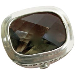 Vintage Sterling Silver Ring with Faux Smoky Quartz Center