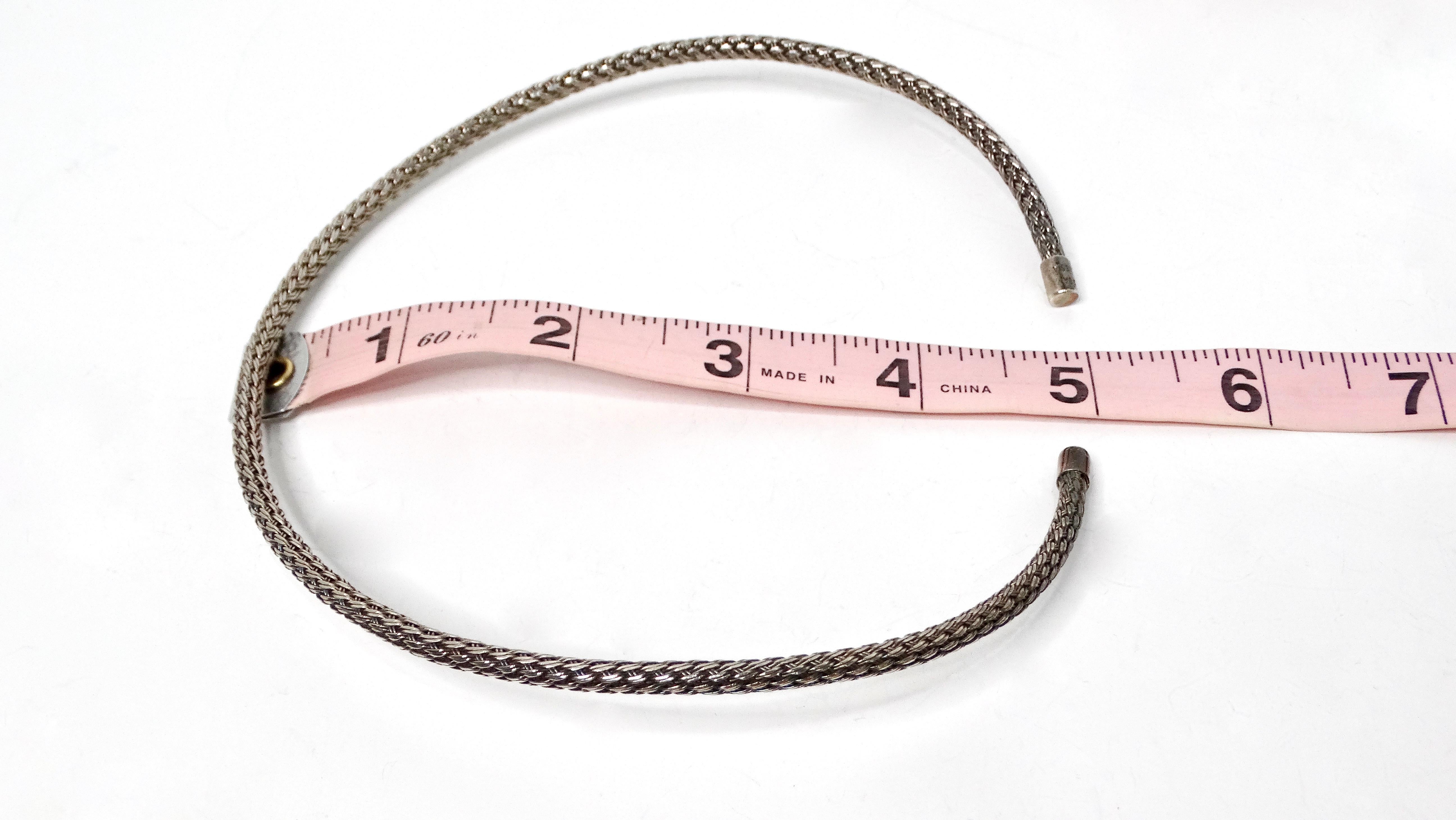 Vintage Sterling Silver Rope Chain Choker Necklace For Sale 1