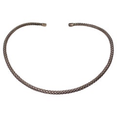 Vintage Sterling Silver Rope Chain Choker Necklace