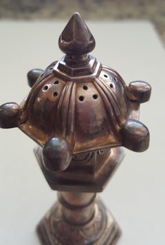 Vintage Sterling Silver Salt and Pepper Shakers, Japanese, Pagona Latern