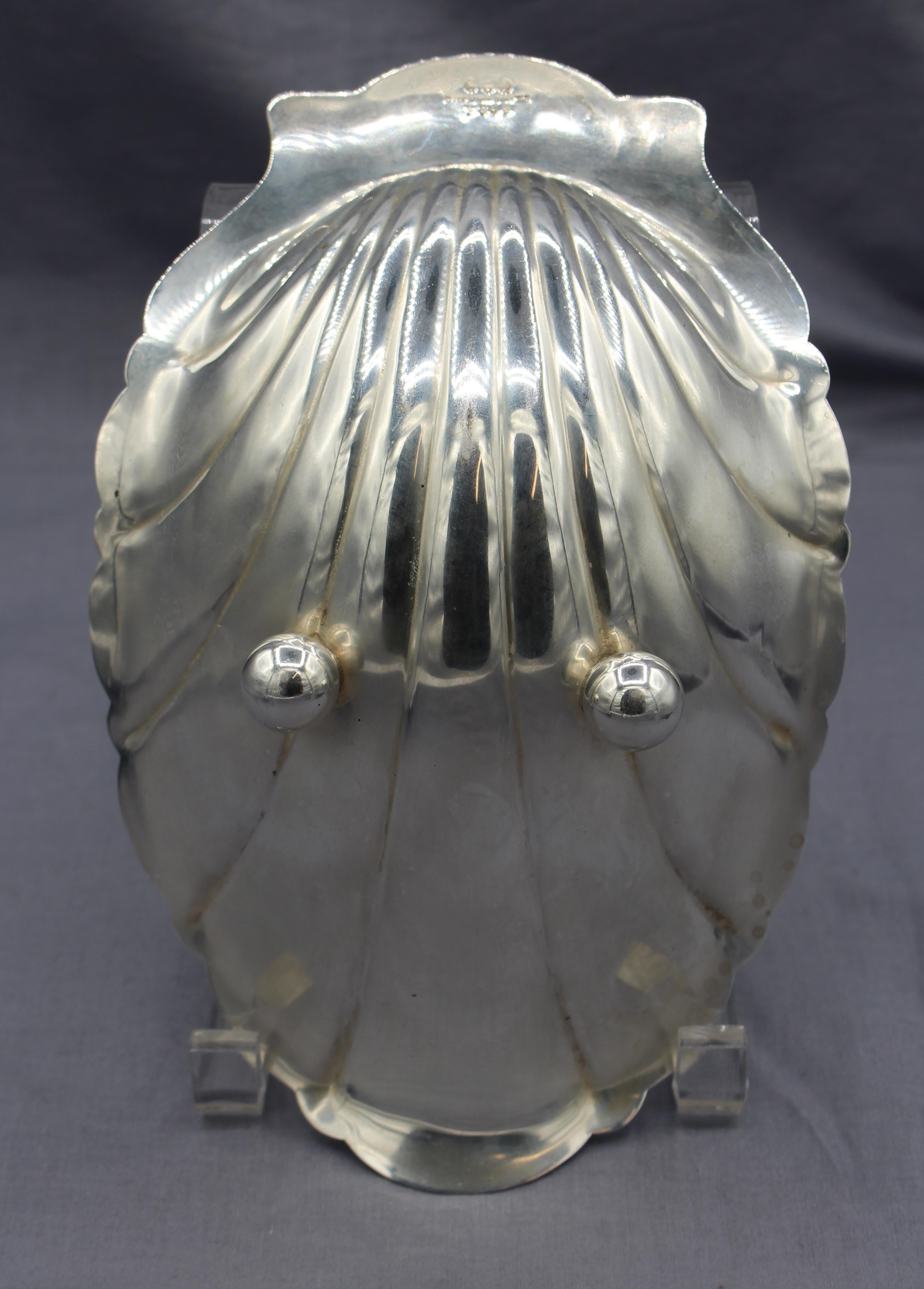 Molded Vintage Sterling Silver Scallop Shell Dish