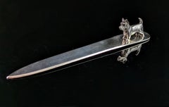 Vintage sterling silver scottie dog letter opener, Art Deco
