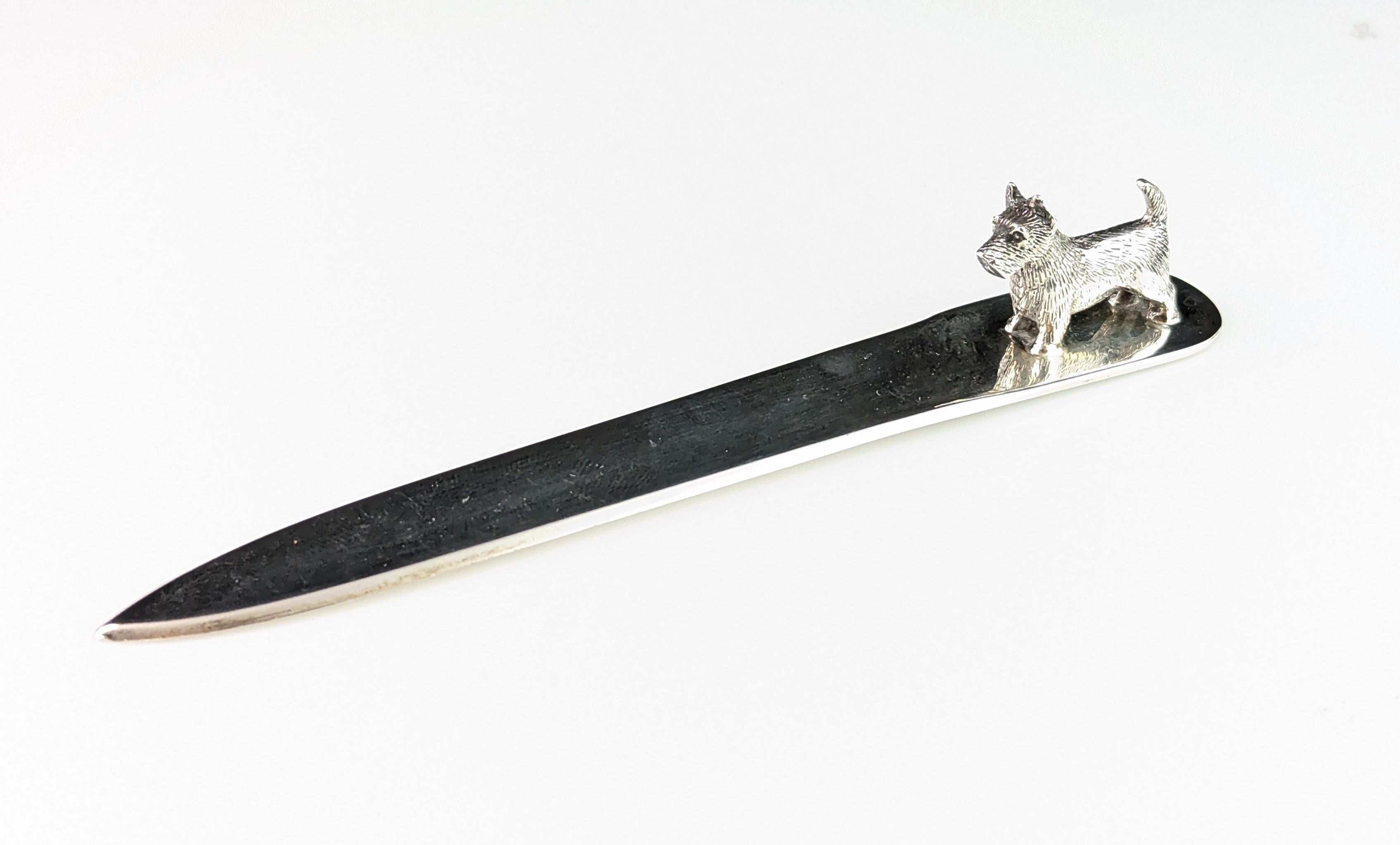 Vintage sterling silver scottie dog letter opener, Art Deco For Sale 2