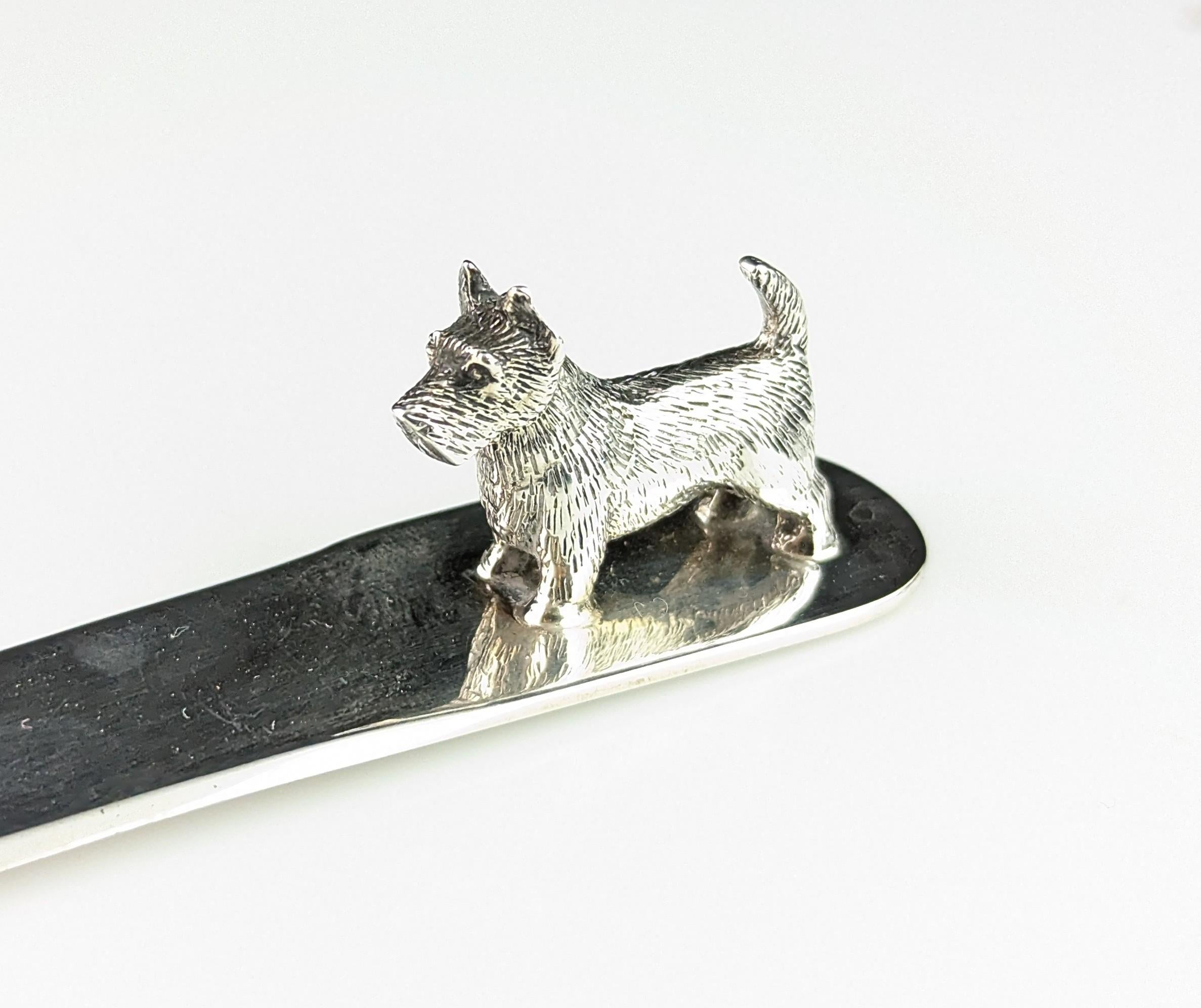 Vintage sterling silver scottie dog letter opener, Art Deco For Sale 3