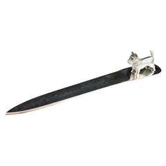 Vintage sterling silver scottie dog letter opener, Art Deco