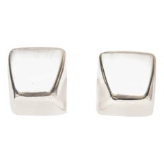 Orecchini a clip scultorei in argento sterling, coppia di orecchini vintage