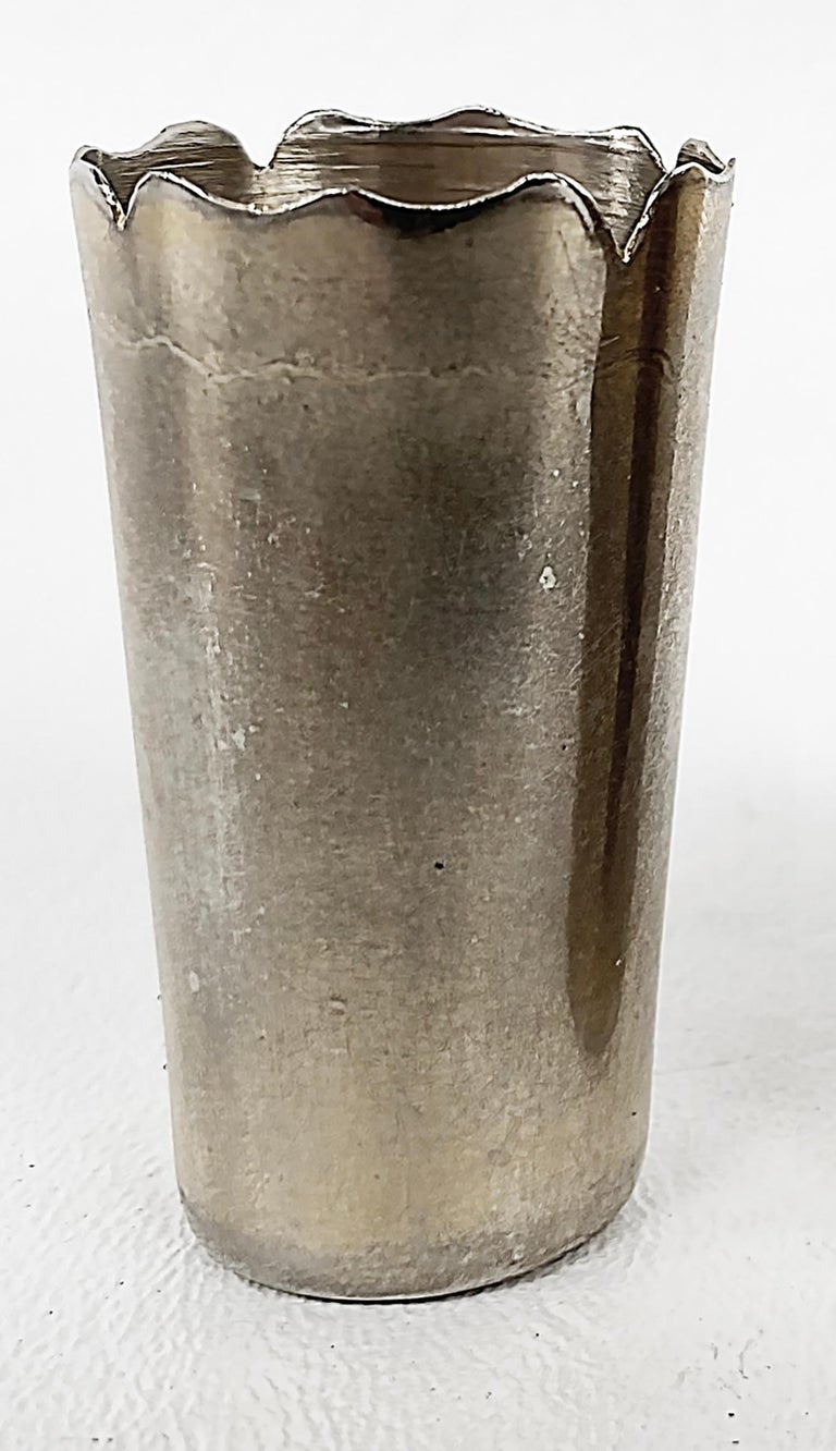 Vintage Sterling Silver Shot Glasses with Scalloped Edges, Set of Three