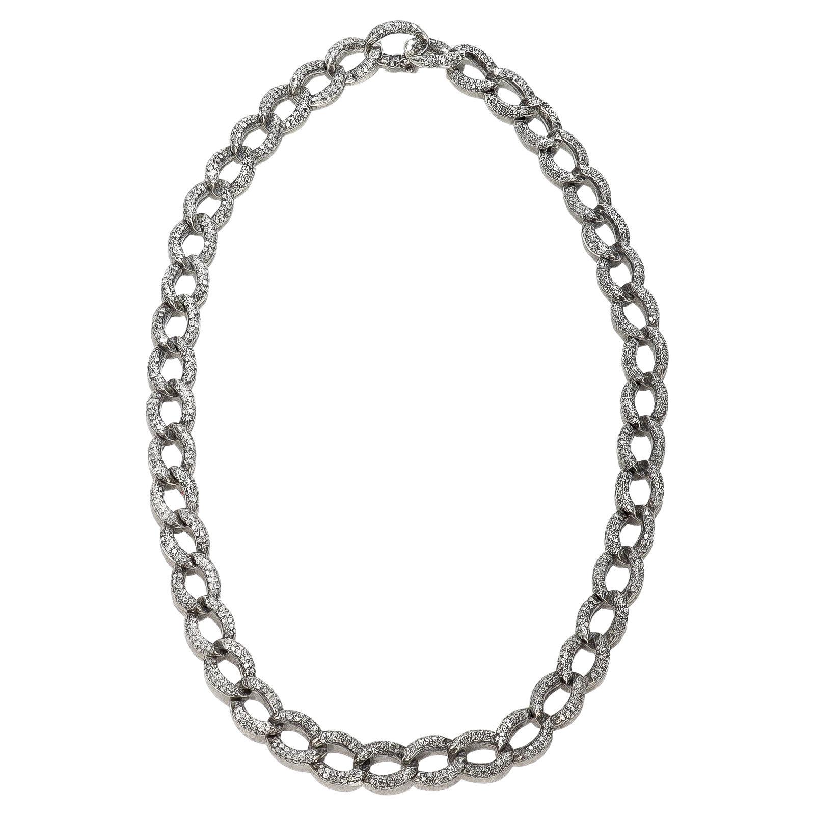 Vintage Sterling Silver & Single Cut Diamond Curb Link Chain or Necklace (chaîne ou collier)