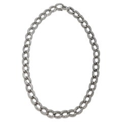 Collar o cadena de eslabones vintage de plata de ley y diamantes talla única