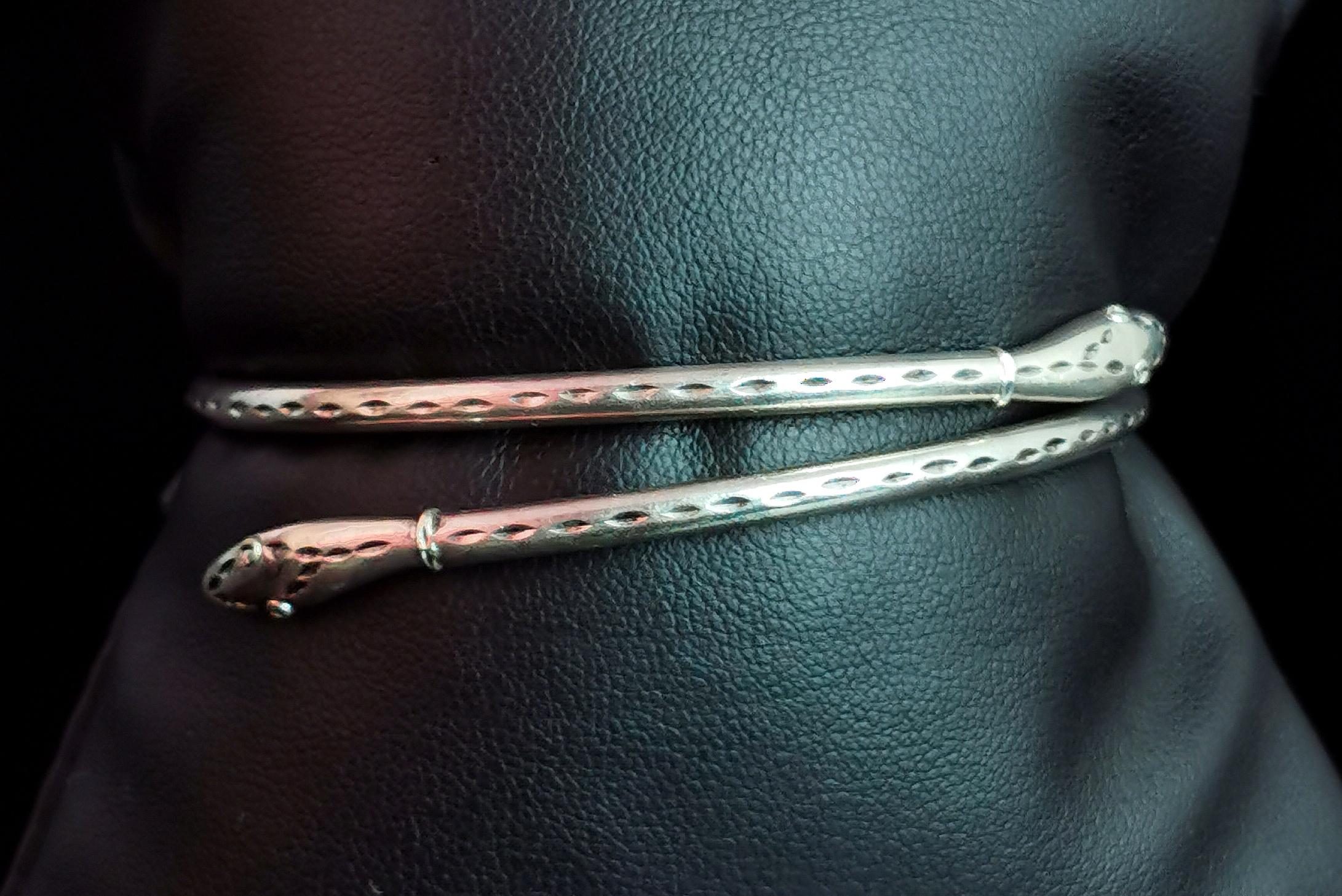 Vintage-Schlangenarmreif aus Sterlingsilber, Ouroboros 6