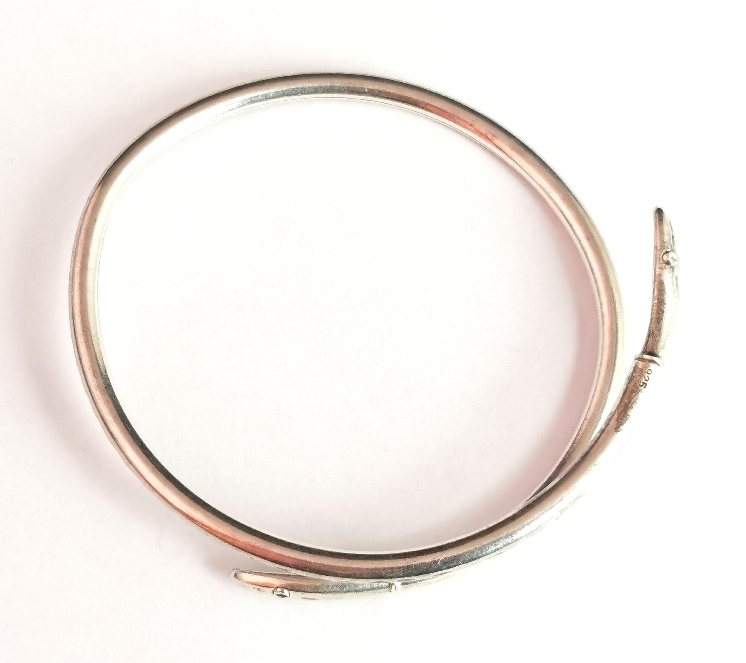 Vintage-Schlangenarmreif aus Sterlingsilber, Ouroboros 8