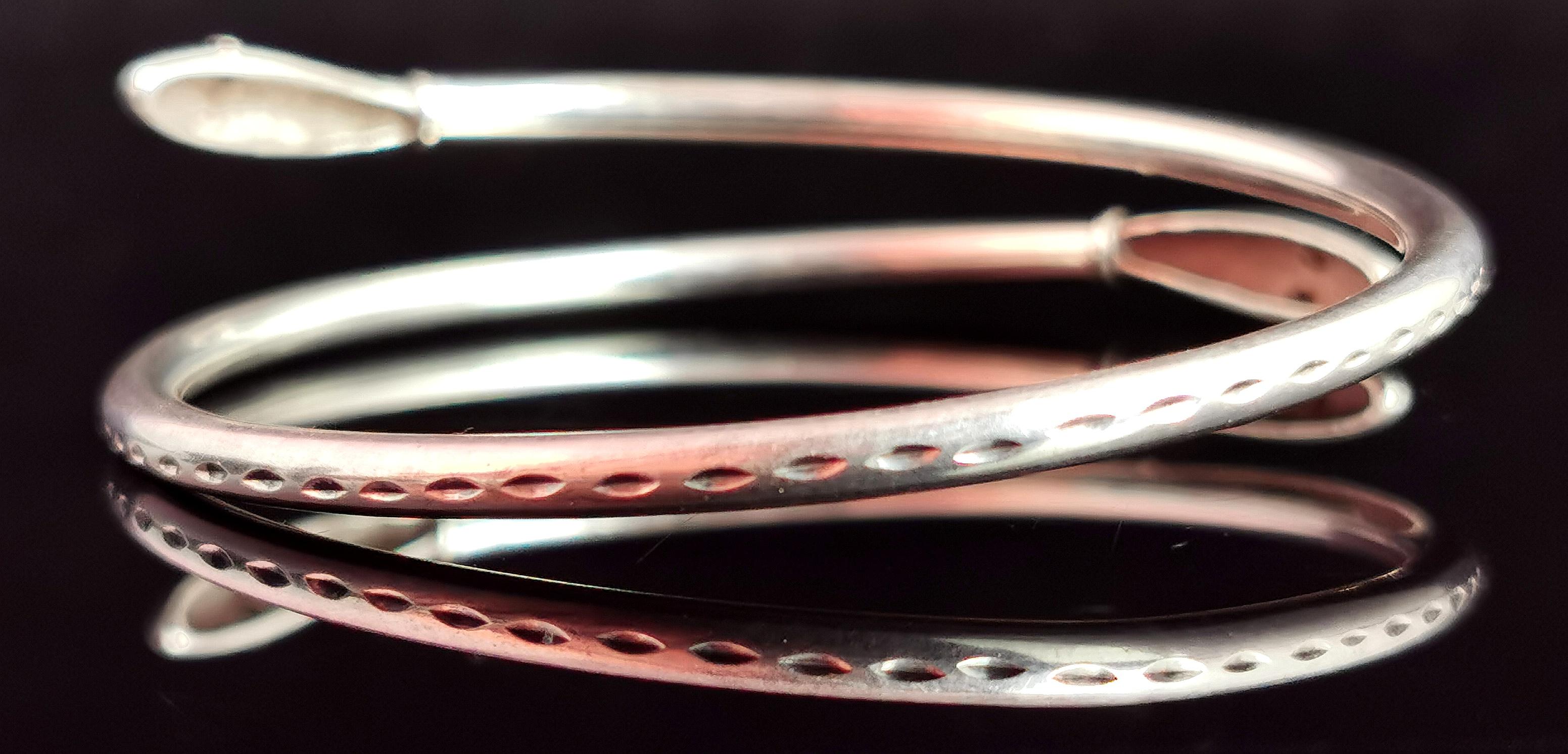 Vintage-Schlangenarmreif aus Sterlingsilber, Ouroboros Damen