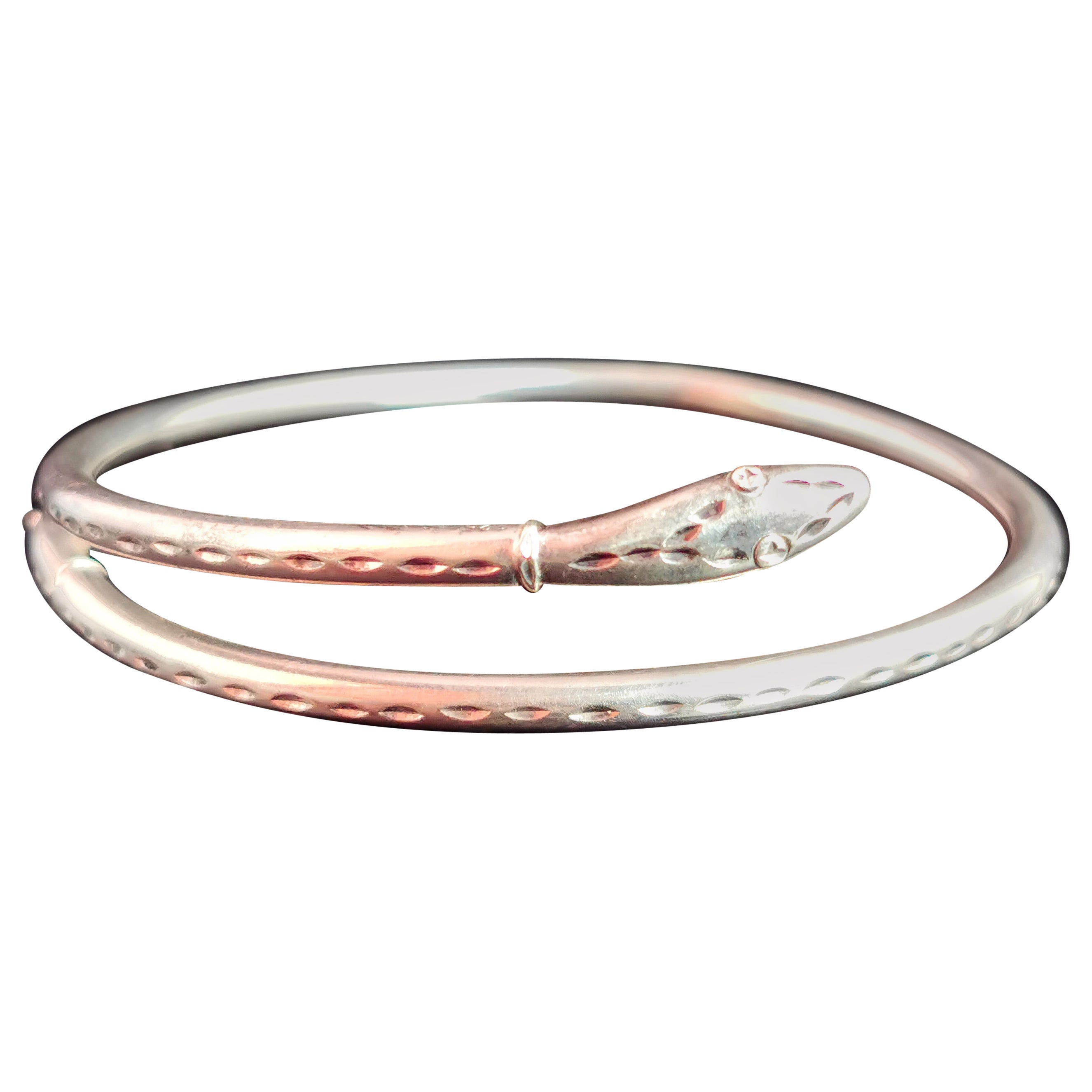 Vintage-Schlangenarmreif aus Sterlingsilber, Ouroboros