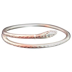 Vintage Sterling Silver Snake Bangle, Ouroboros