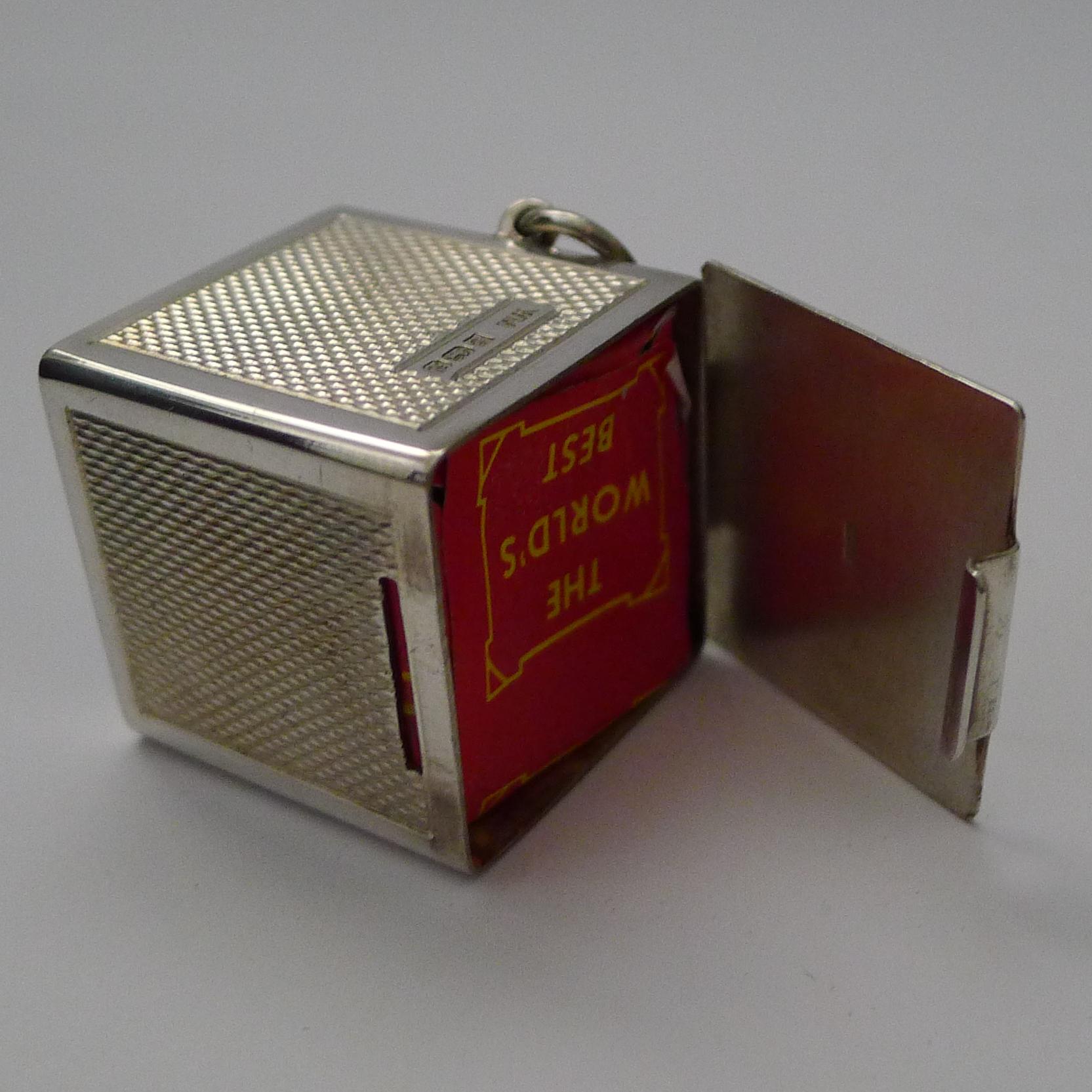 Vintage Sterling Silver Snooker, Pool, Billiards Cue Chalk Box In Good Condition For Sale In Bath, GB