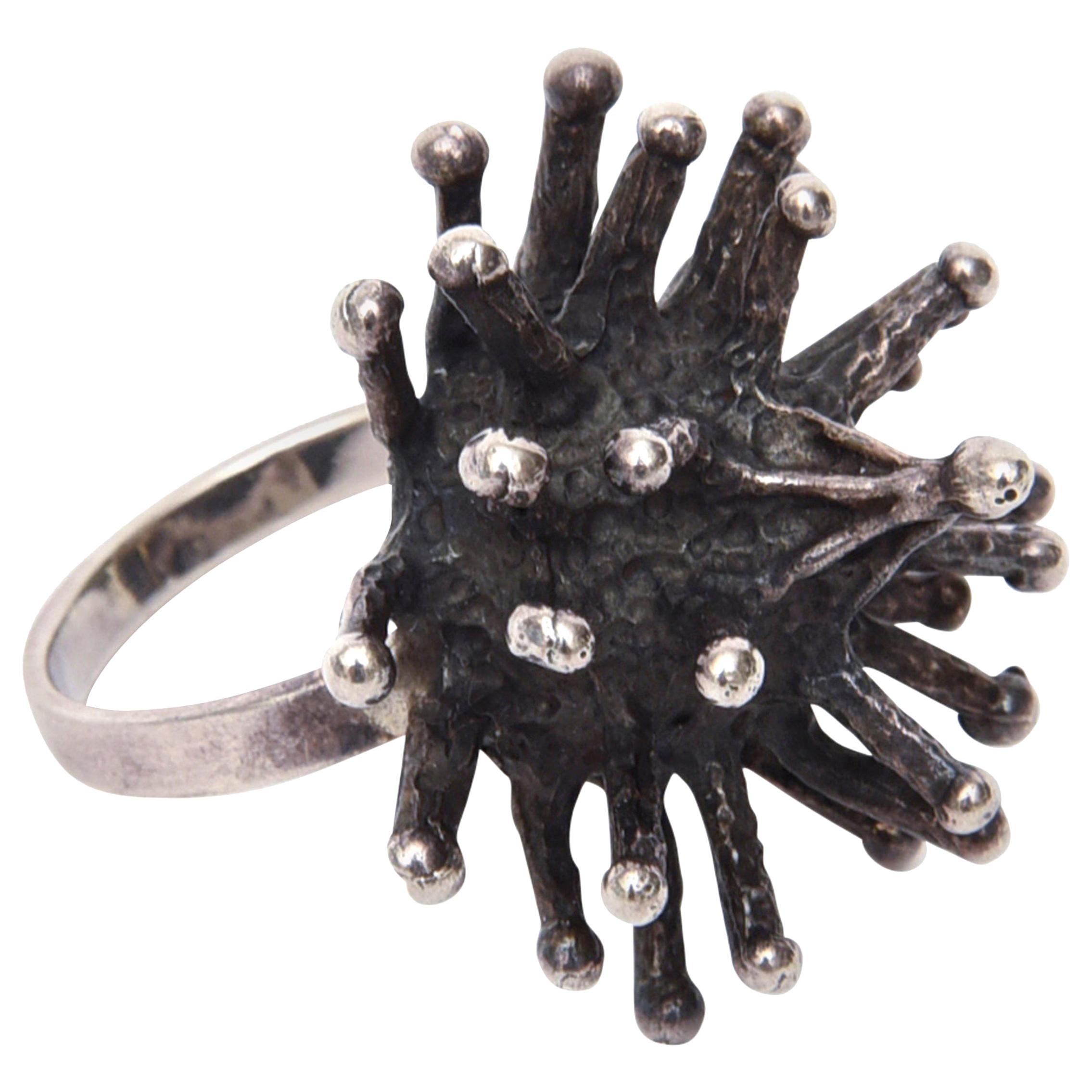 Vintage Sterling Silber Sputnik Brutalist Ring 1960er Jahre USA Größe 9