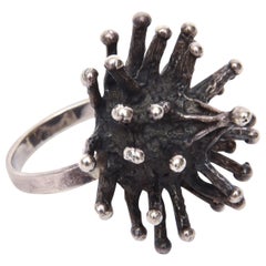 Vintage Sterling Silver Sputnik Brutalist Ring 1960's USA Size 9