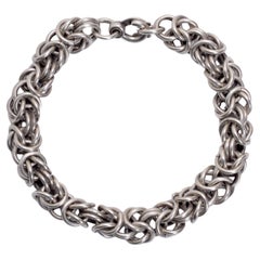 Vintage Sterling Silver Square "Byzantine Link" Bracelet