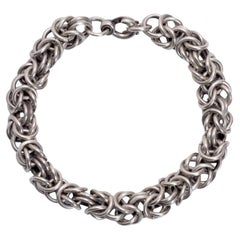 Vintage Sterling Silver Square "Byzantine Link" Bracelet