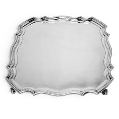 Vassoio quadrato vintage in argento sterling da 12", 1939, Inghilterra, con possibilità di incisione