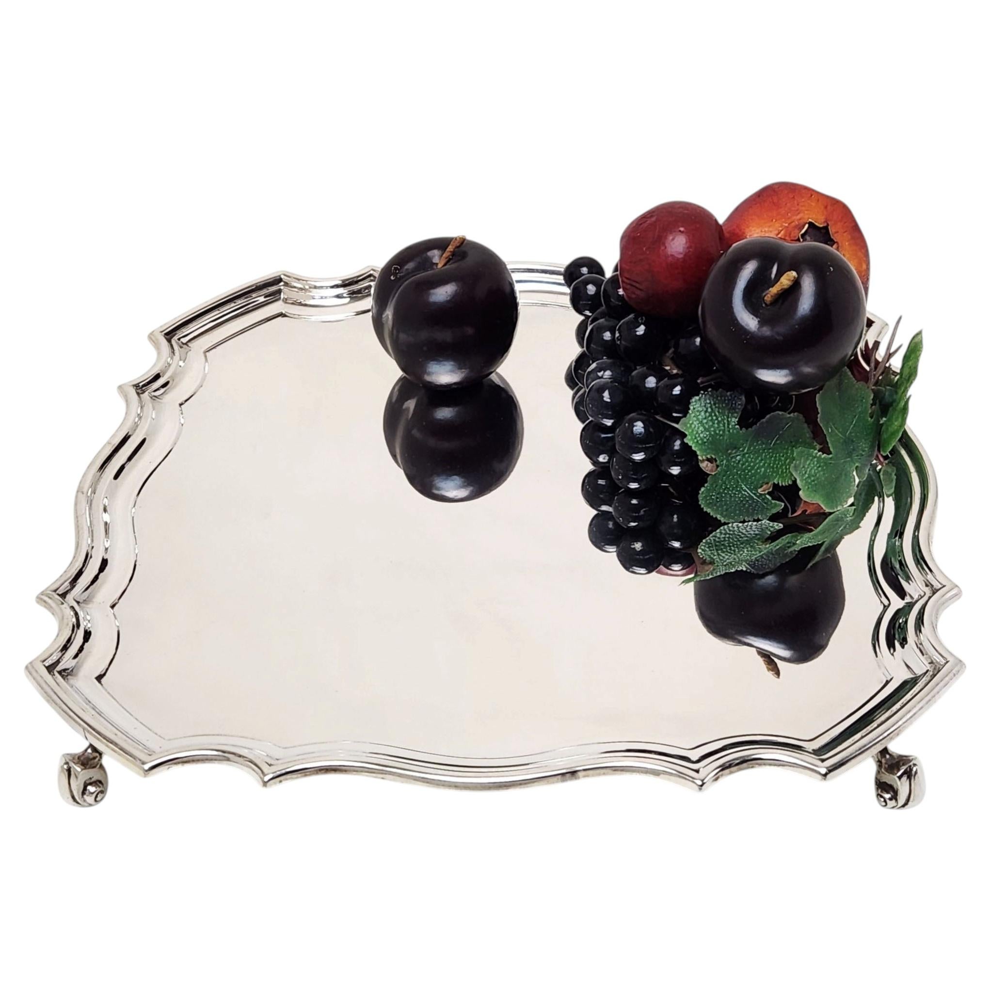 Vintage Sterling Silver Square Salver 12" Tray Platter 1939 England Engavable For Sale