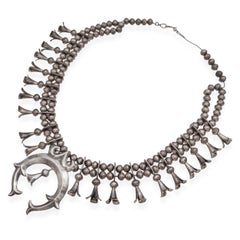 Vintage Sterling Silver Squash Blossom Necklace with Naja Pendant