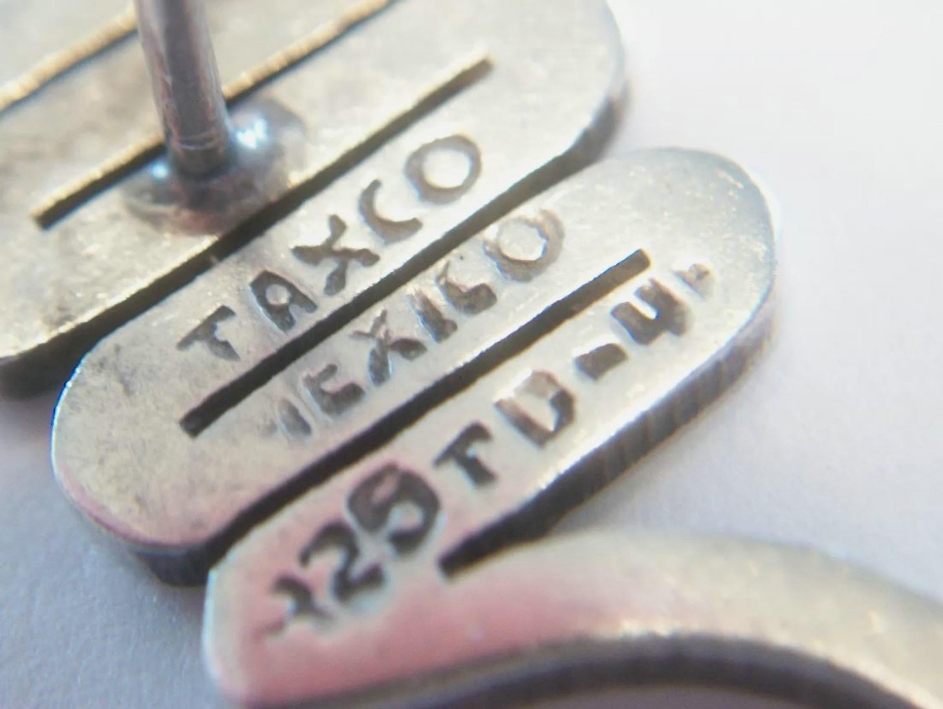Vintage Sterling Silver Squiggle Earrings - Signed - Mexico - Late 20th Century For Sale 1