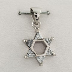 Vintage Sterling Silver Star of David Pendant with Crystal Accents