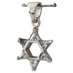 Vintage Sterling Silver Star of David Pendant with Crystal Accents