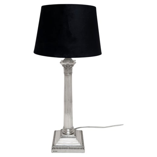 Vintage Sterling Silver Table Lamp Classic Corinthian Column Electric Light 1927