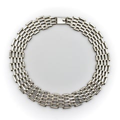 Vintage Sterling Silver Taxco Wide-Link Collar Necklace