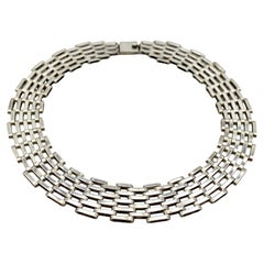 Vintage Sterling Silver Taxco Wide-Link Collar Necklace