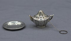 Vintage Sterling Silver Tea Pot Tea Infuser & Stand