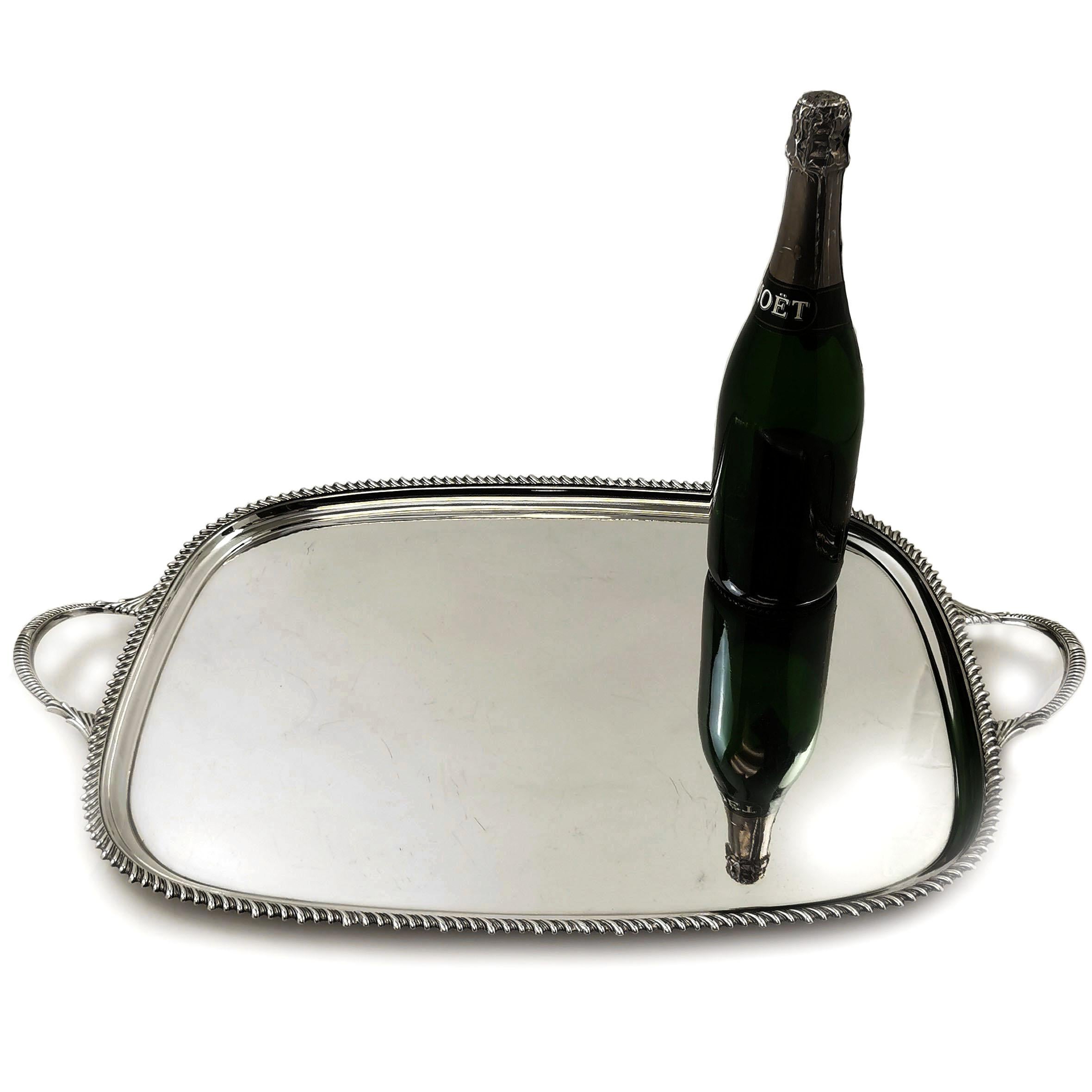 sterling silver serving tray with handles