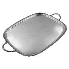 Vintage Sterling Silver Tea Serving Tray 1935 Rectangular Two Handled Tray