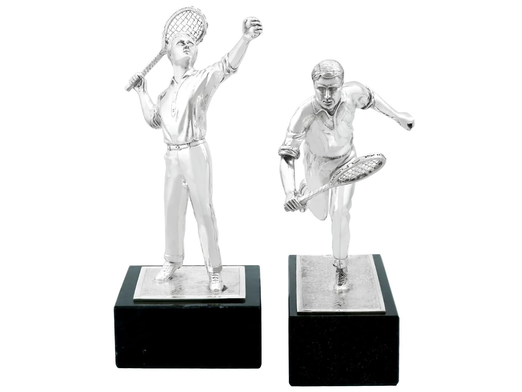 British Vintage Sterling Silver Tennis Trophies / Presentation Table Ornaments For Sale