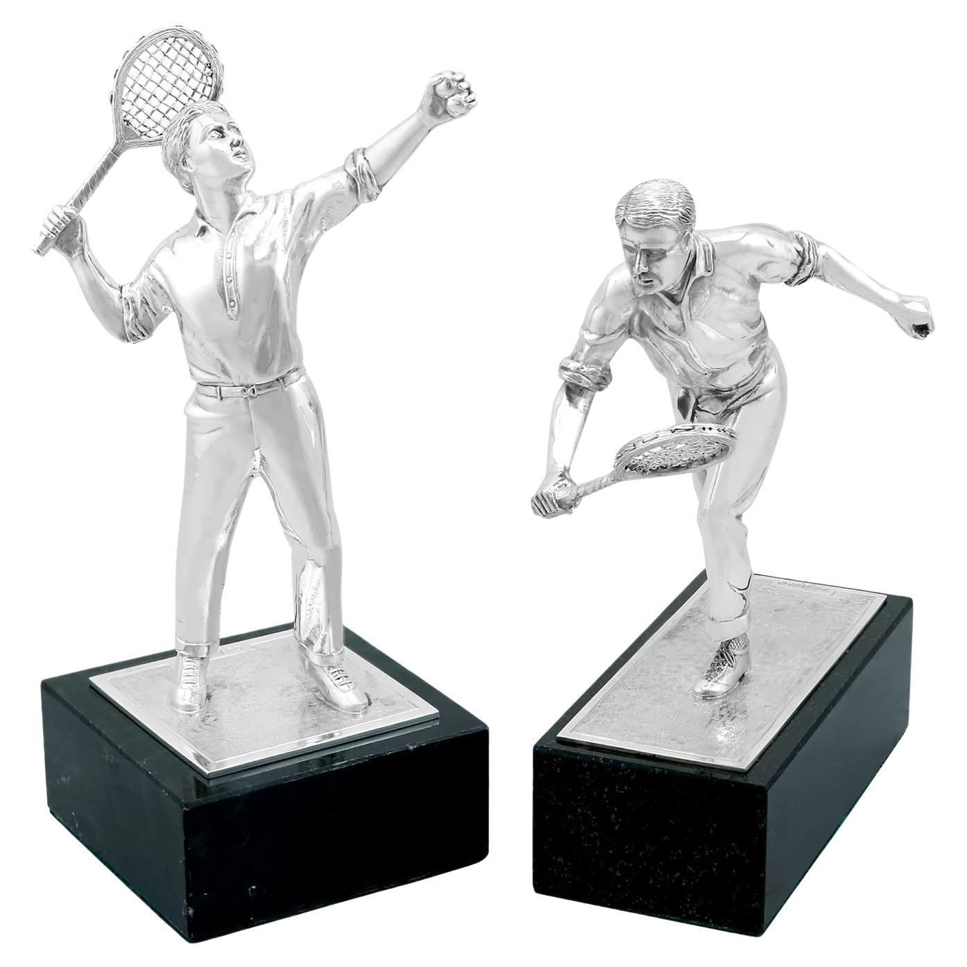 Trophées de tennis vintage en argent sterling / Ornements de table de présentation