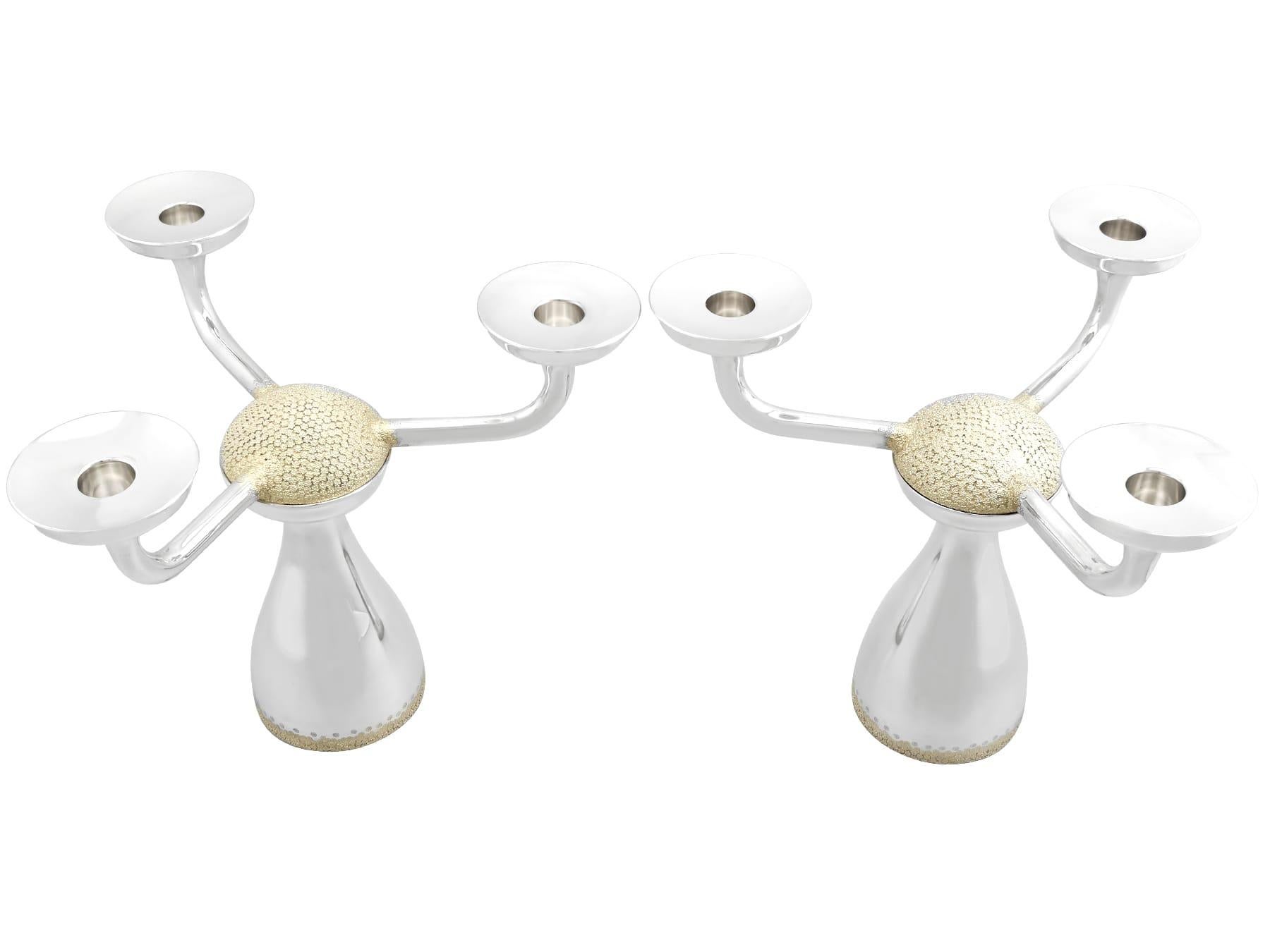 English Vintage Sterling Silver Three Light Candelabra (1992) For Sale