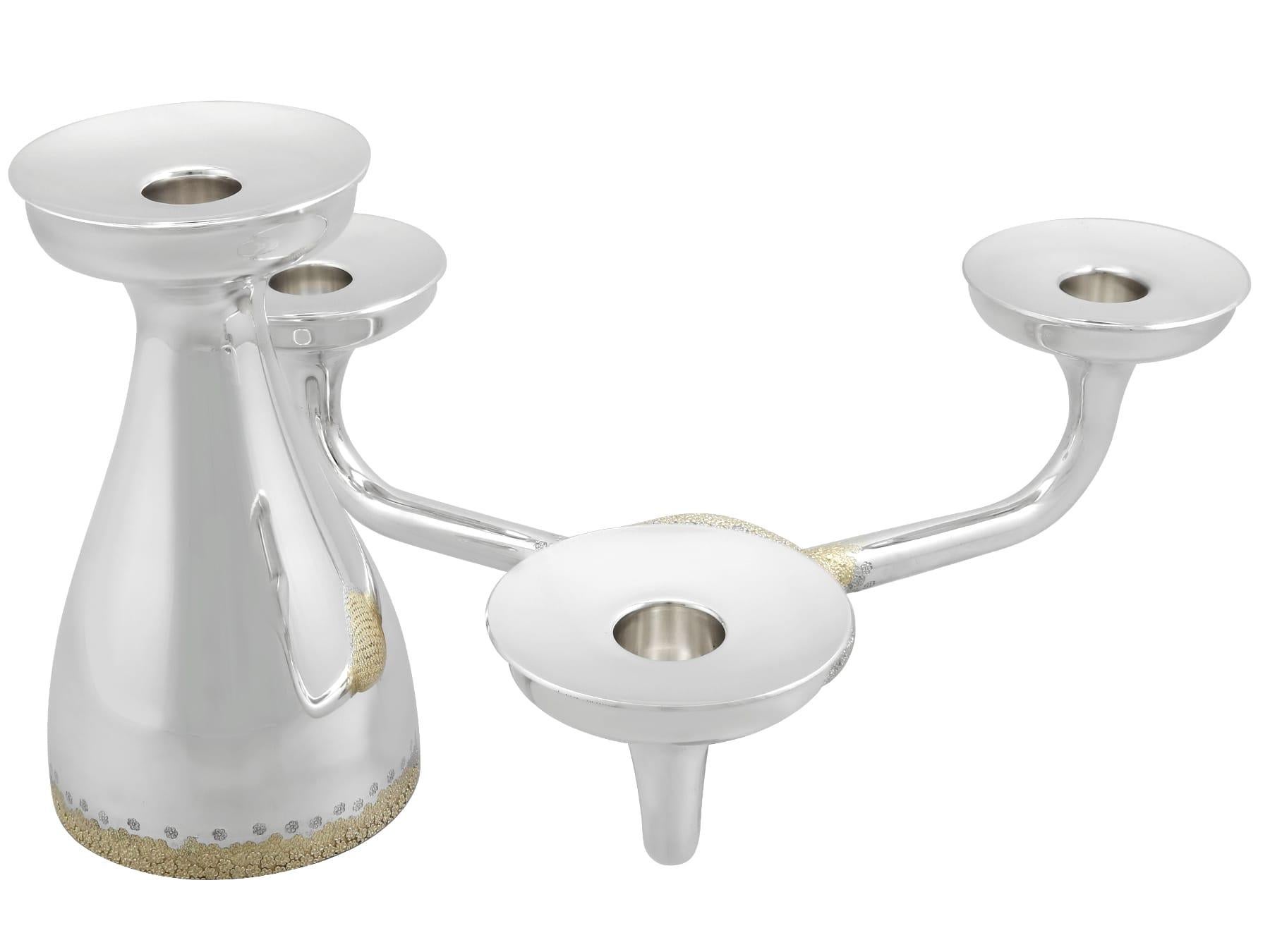 Vintage Sterling Silver Three Light Candelabra (1992) For Sale 1