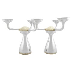 Candélabre vintage à trois lumières en argent sterling (1992)