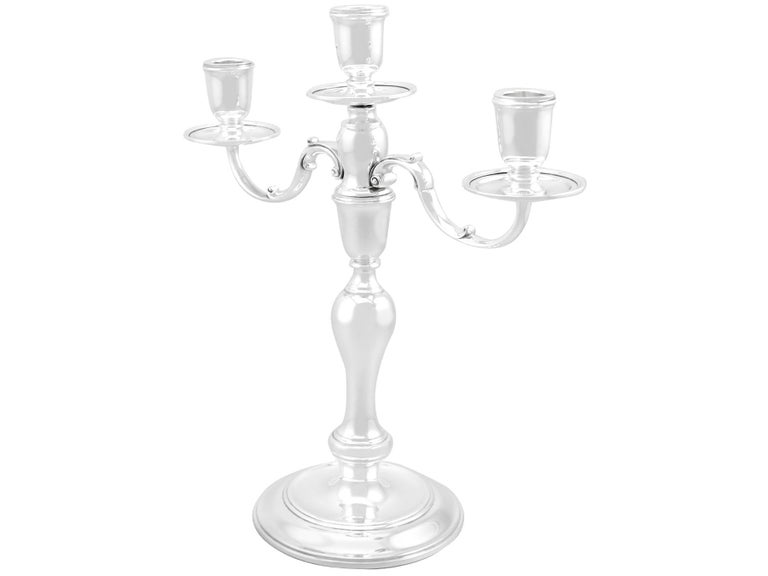 Vintage Sterling Silver Three Light Candelabra For Sale at 1stDibs