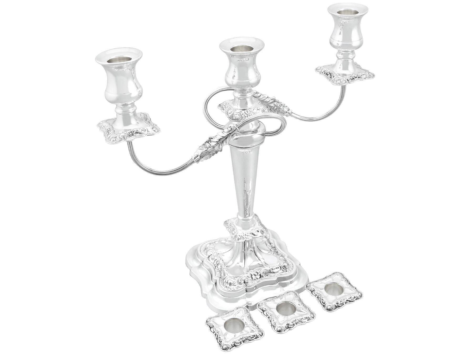 20th Century Vintage Sterling Silver Three Light Candelabrum (1962) For Sale