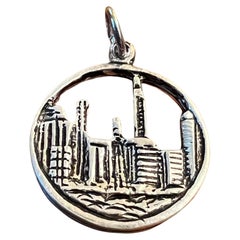 Vintage Sterling Silver Town Pendant Charm