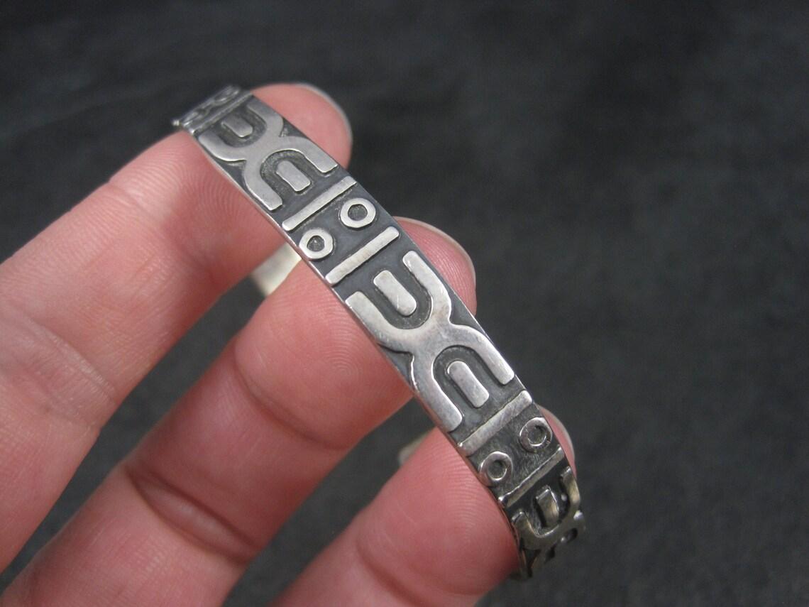 Bracciale tribale d'argento vintage da 6,5 pollici in vendita 3
