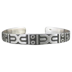 Pulsera brazalete tribal vintage de plata de ley 6,5 pulgadas
