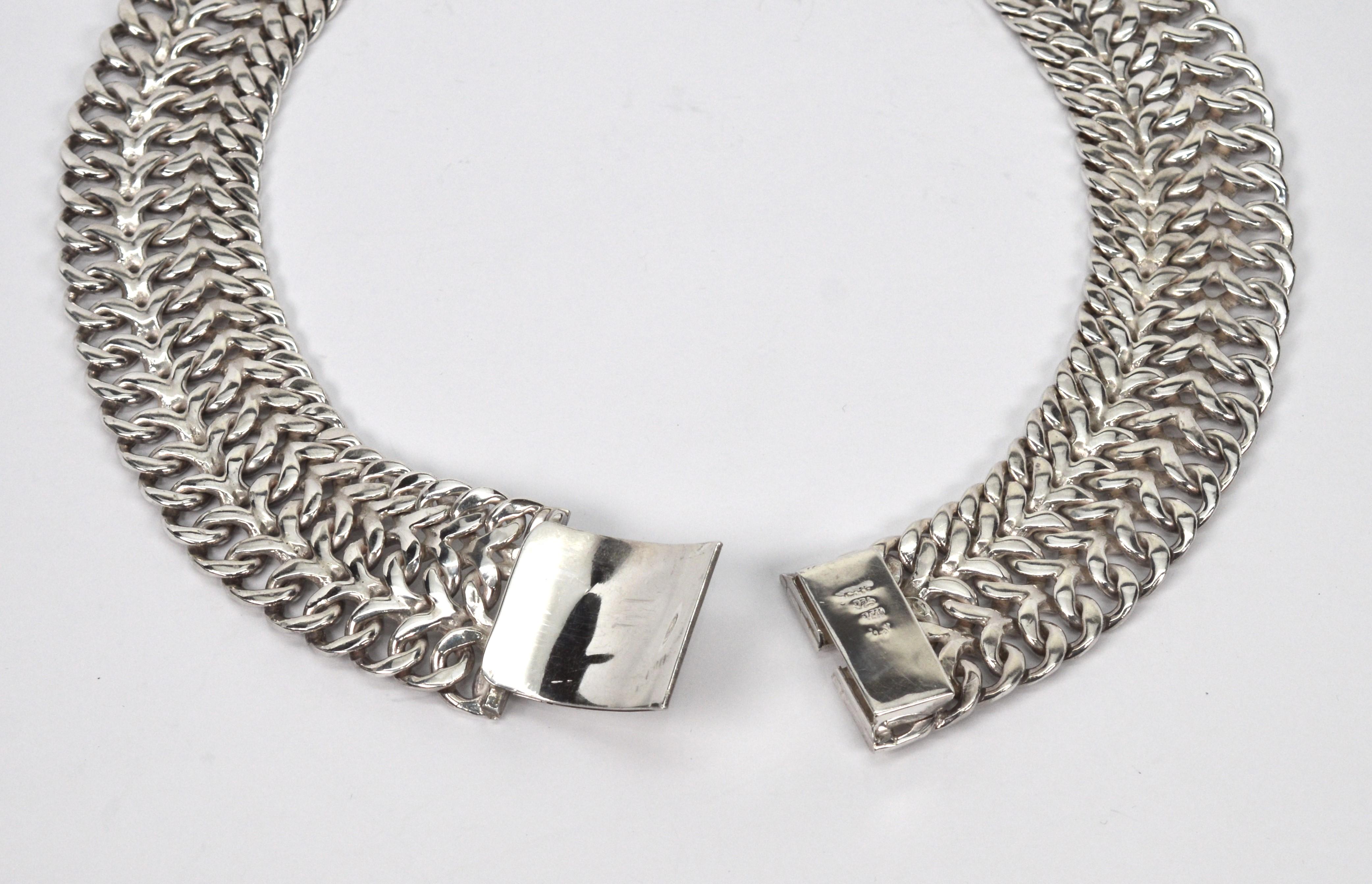 Vintage Sterlingsilber Dreifach-Halskette mit geschwungenem Kragen von Rodolfo Espinoza Taxco 2