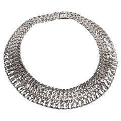 Vintage Sterling Silver Triple Curb Collar Necklace by Rodolfo Espinoza Taxco 