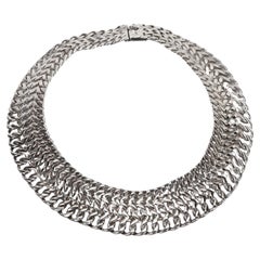 Vintage Sterling Silver Triple Curb Collar Necklace by Rodolfo Espinoza Taxco