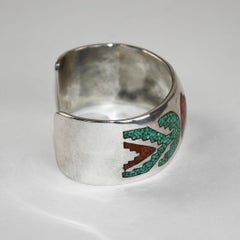 Bracelet vintage en argent sterling avec turquoises et corail