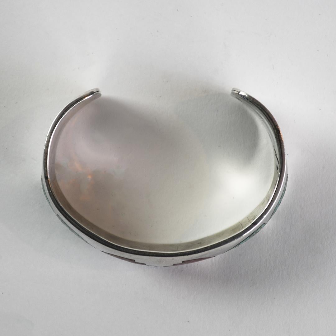 Vintage Sterling Silber Türkis Koralle Armband für Damen oder Herren im Angebot
